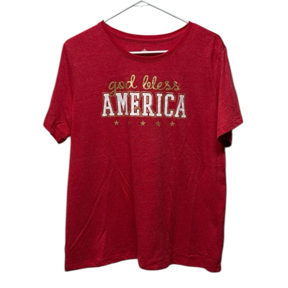 Celebrate patriotic God bless America red graphic shirt size XL